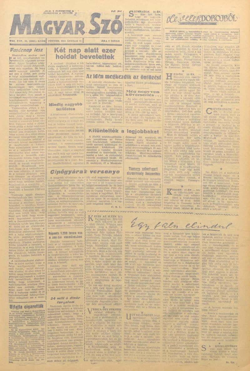 Magyar Szó, 8. évf. 1951. április 20. 93. sz. 1–4. oldal