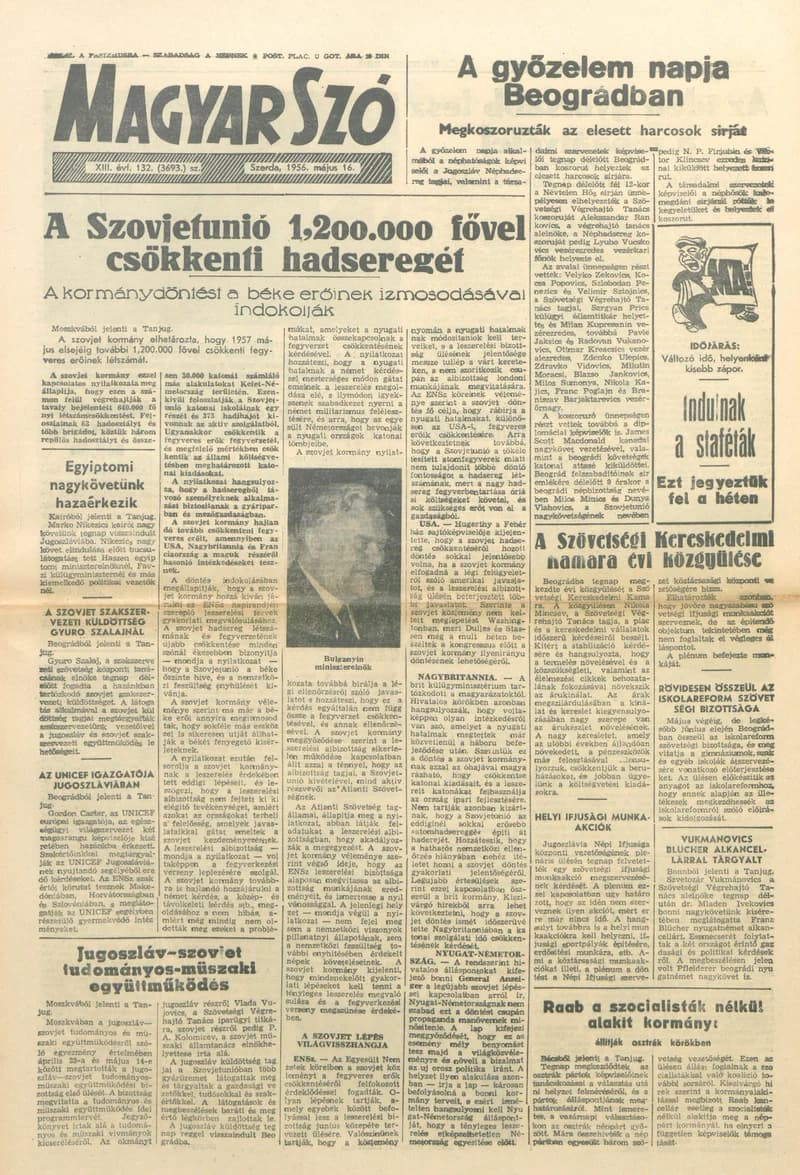 Magyar Szó, 13. évf. 1956. május 16. 132. sz. 1–8. oldal