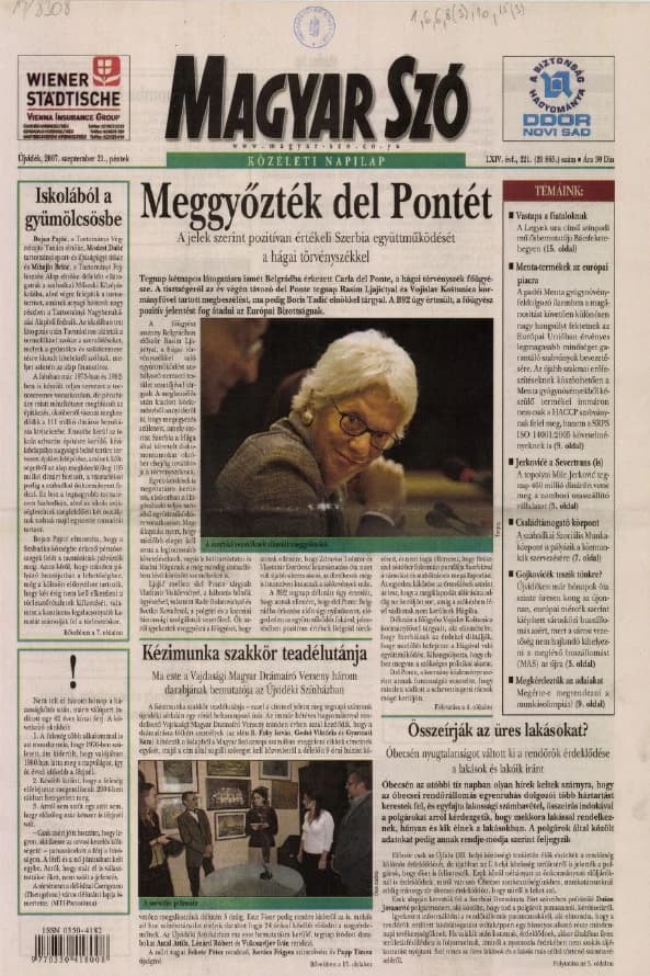 Magyar Szó, 64. évf. 2007. szeptember 21. 221. sz. 1–20. oldal