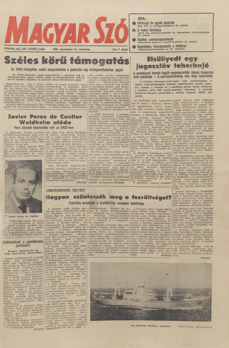 Magyar Szó, 38. évf. 1981. december 13. 341. sz.