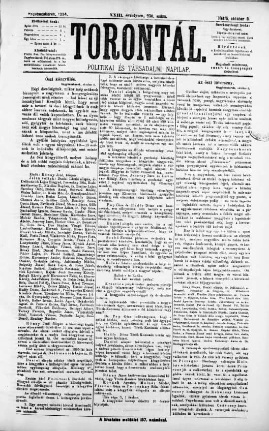 Torontál, 23. évf. 1894. október 8. 230. sz.