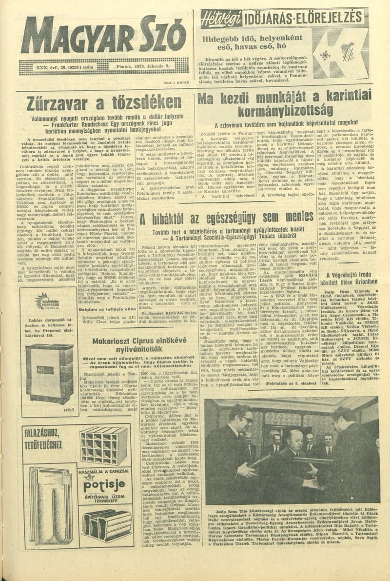 Magyar Szó, 30. évf. 1973. február 9. 38. sz. 1–14. oldal