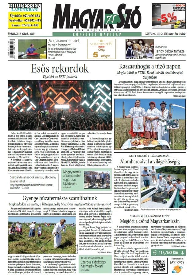 Magyar Szó, 76. évf. 2019. július 8. 155. sz. 1–20. oldal
