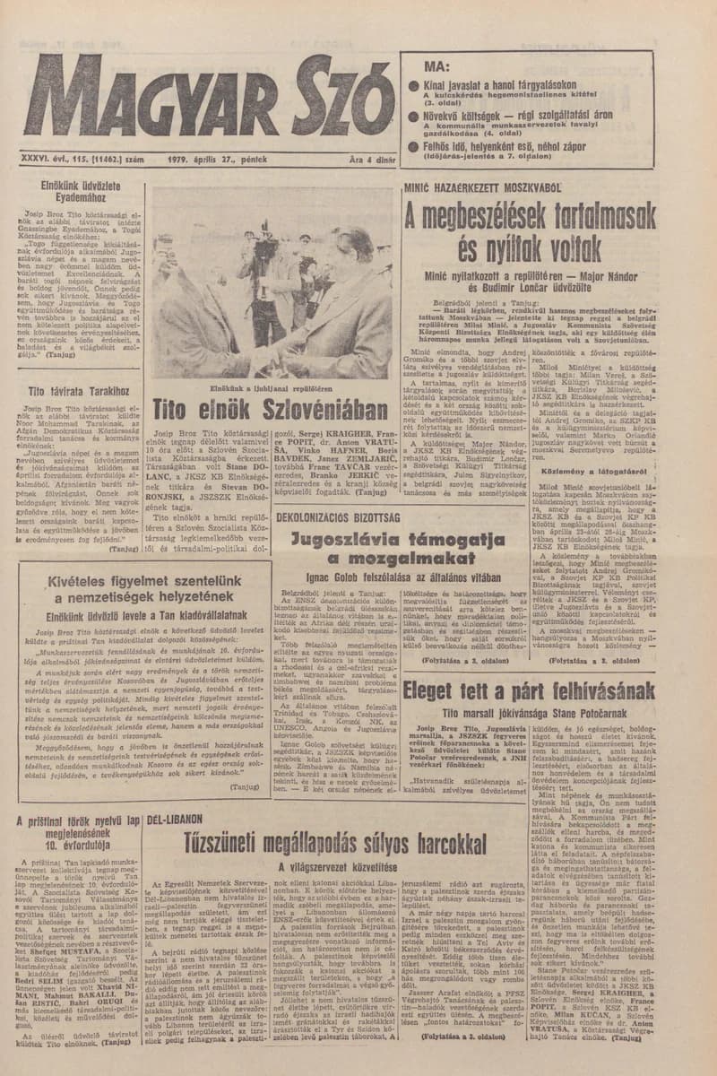 Magyar Szó, 36. évf. 1979. április 27. 115. sz. 1–20. oldal
