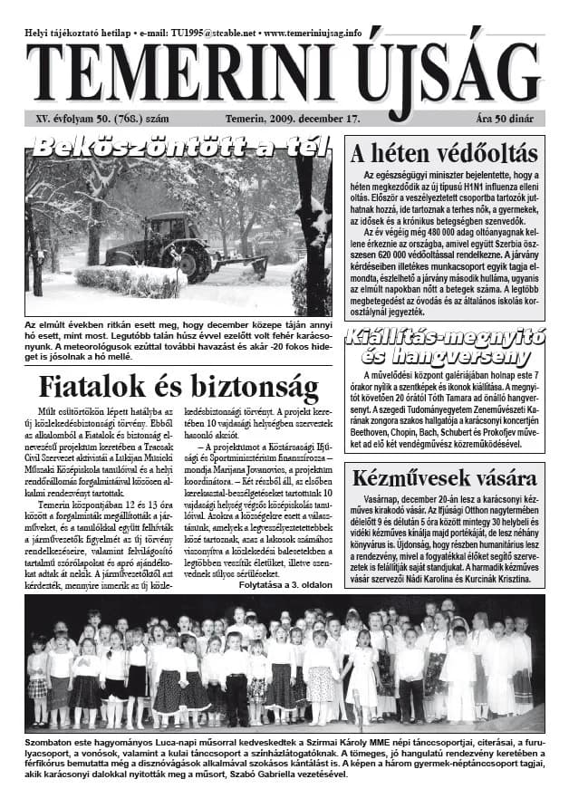 Temerini Újság, 15. évf. 2009. december 17. 50. sz.