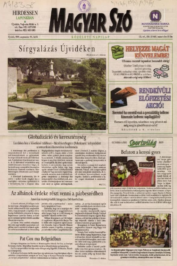 Magyar Szó, 60. évf. 2003. szeptember 29. 230. sz. 1–16. oldal