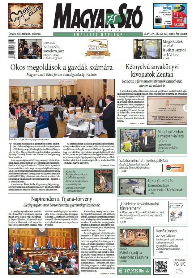 Magyar Szó, 76. évf. 2019. május 16. 110. sz. 1–20. oldal
