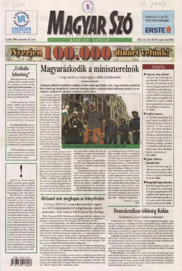 Magyar Szó, 63. évf. 2006. szeptember 19. 218. sz. 1–20. oldal
