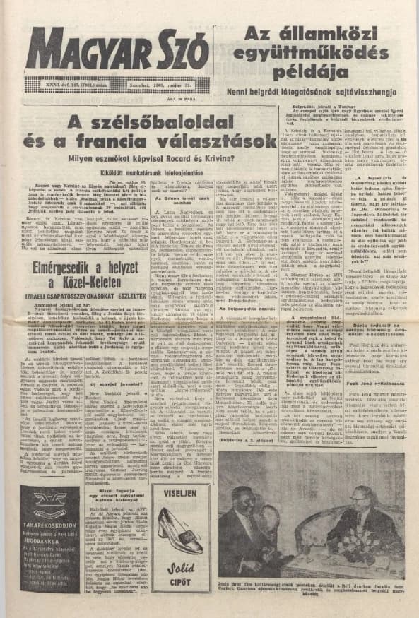Magyar Szó, 26. évf. 1969. május 31. 147. sz. 1–18. oldal