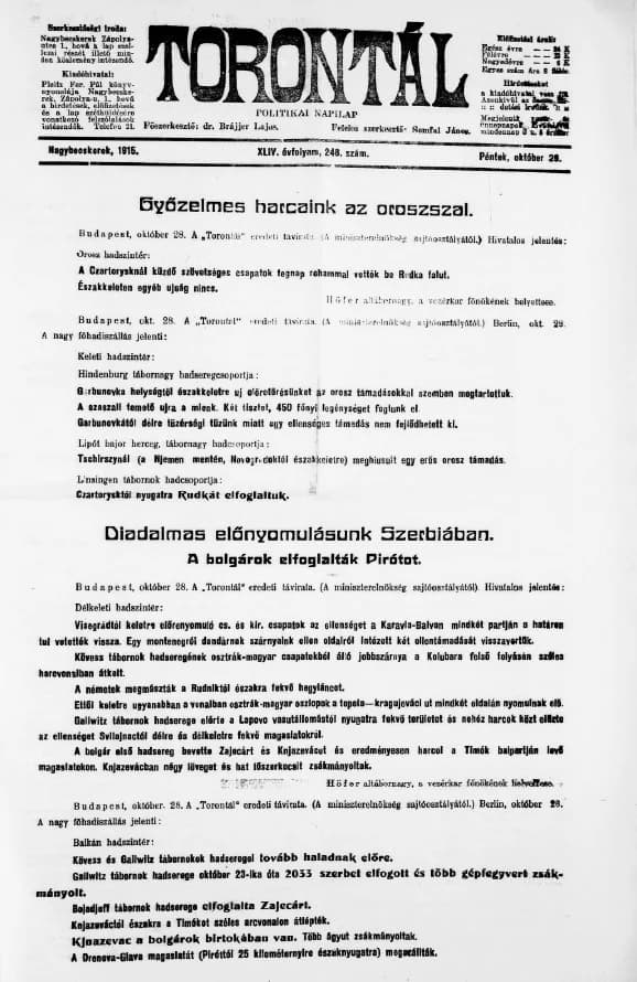 Torontál, 44. évf. 1915. október 29. 248. sz.