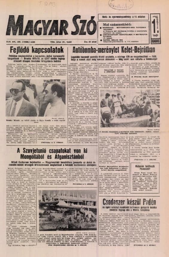Magyar Szó, 43. évf. 1986. július 29. 206. sz. 1–20. oldal