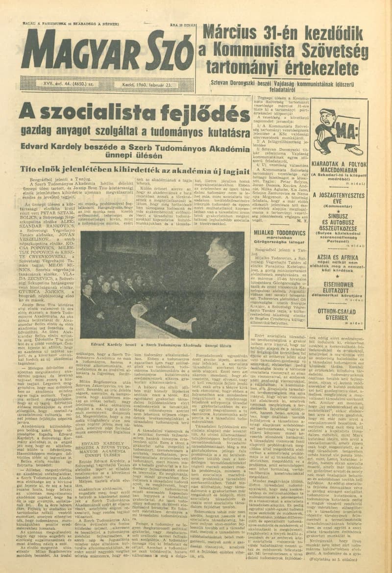 Magyar Szó, 17. évf. 1960. február 23. 44. sz. 1–20. oldal