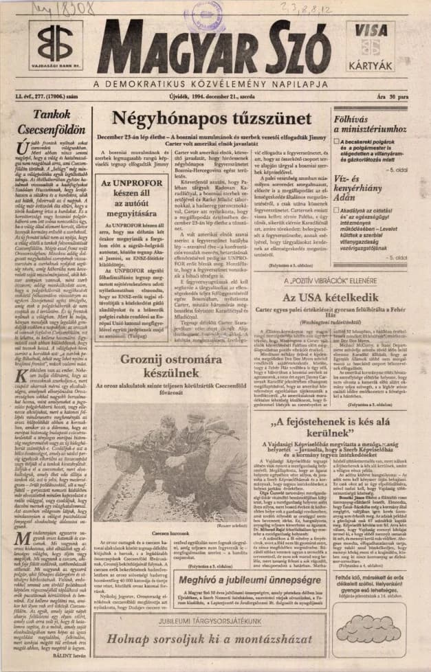 Magyar Szó, 51. évf. 1994. december 21. 277. sz. 1–16. oldal