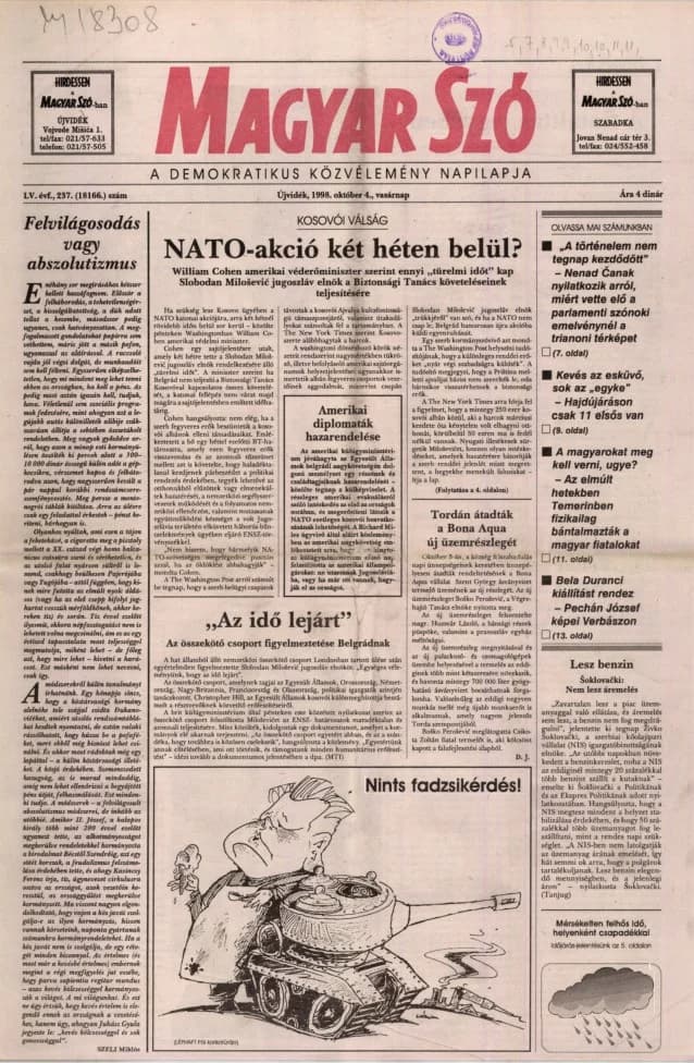 Magyar Szó, 55. évf. 1998. október 4. 237. sz. 1–24. oldal
