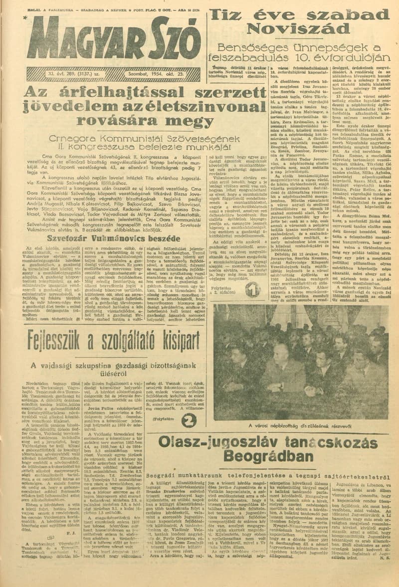 Magyar Szó, 11. évf. 1954. október 23. 289. sz. 1–8. oldal