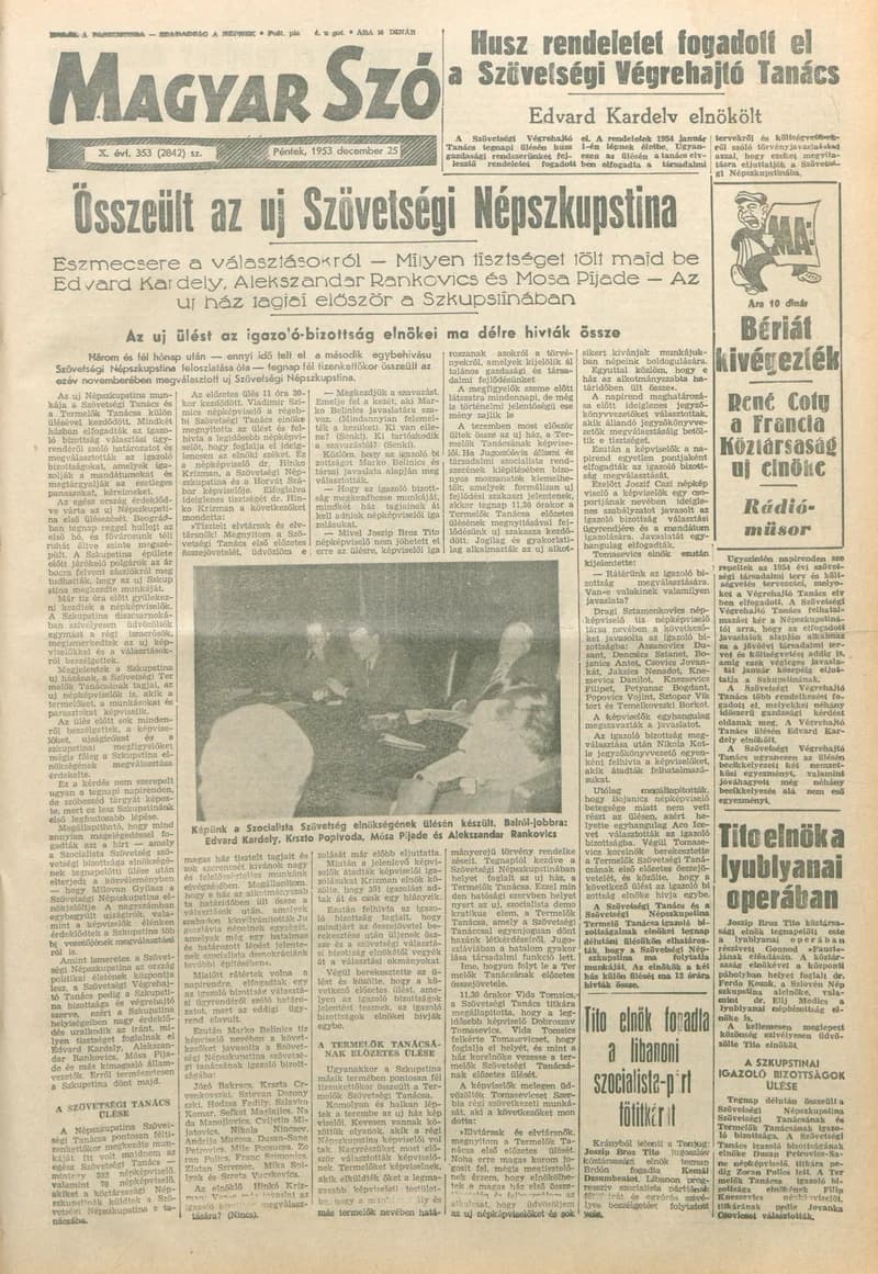 Magyar Szó, 10. évf. 1953. december 25. 353. sz. 1–12. oldal