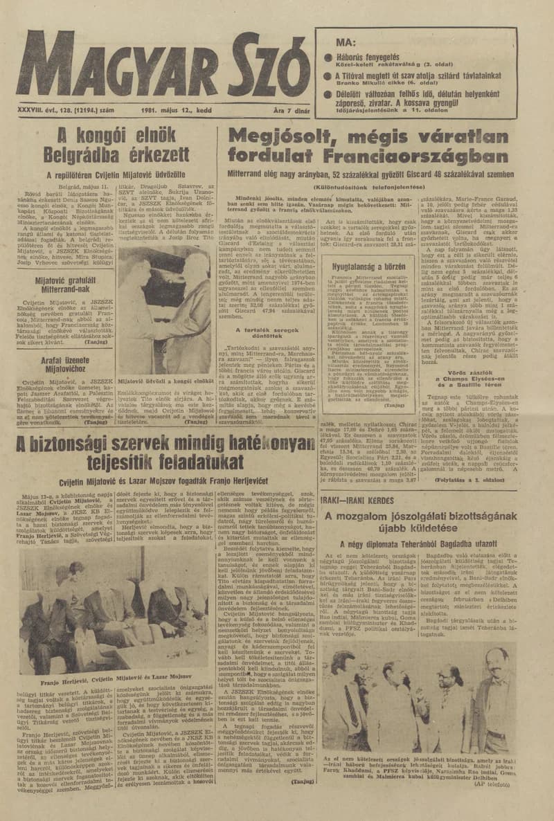 Magyar Szó, 38. évf. 1981. május 12. 128. sz.
