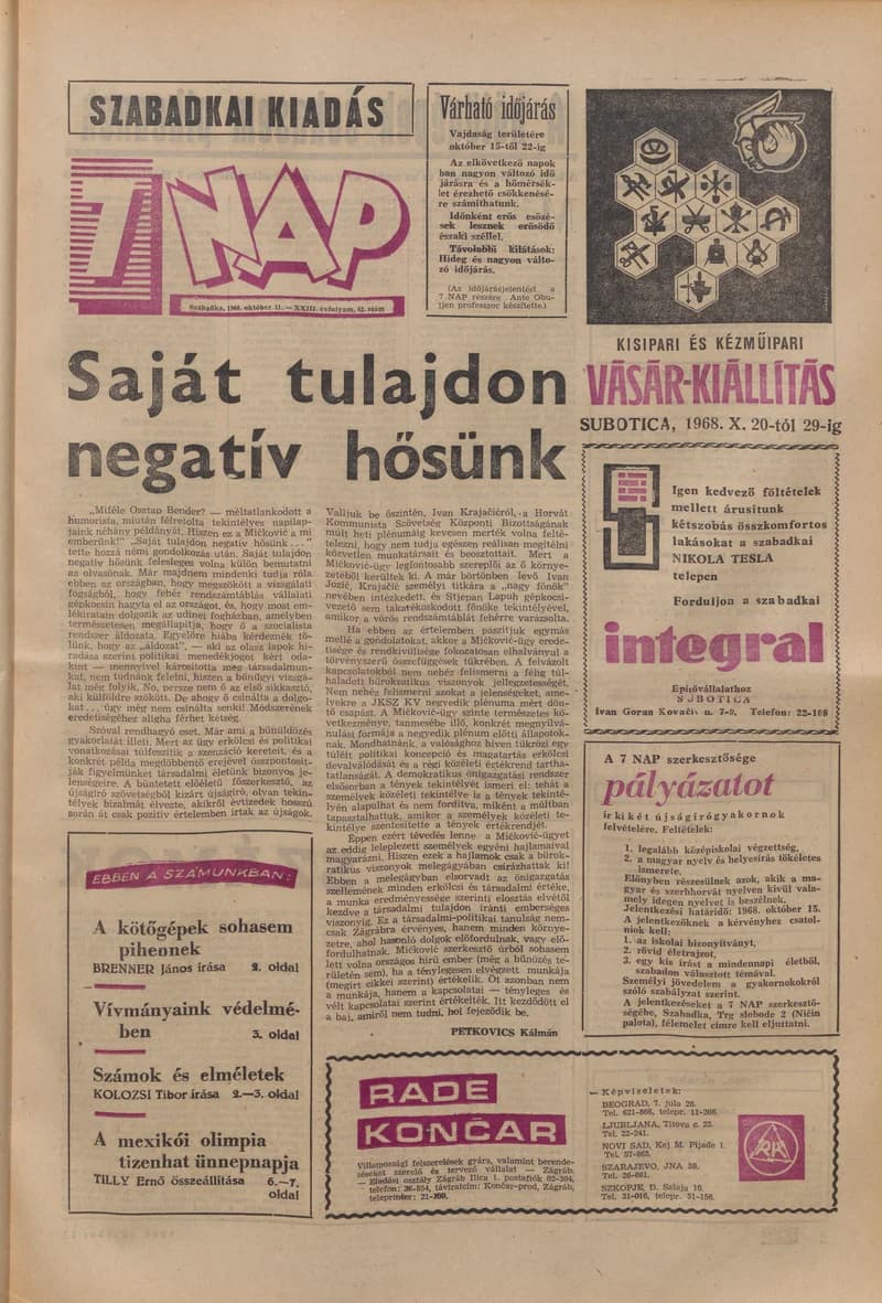 7 Nap, 23. évf. 1968. október 11. 42. sz. 1–16. oldal