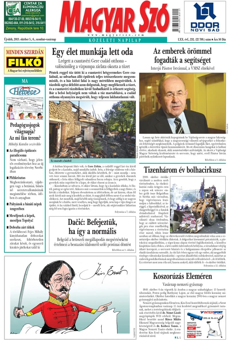 Magyar Szó, 70. évf. 2013. október 5. – 6. 232. sz. 1–48. oldal