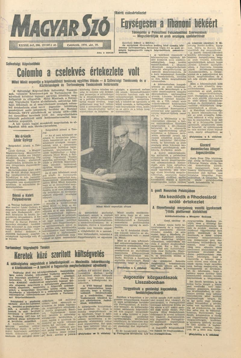Magyar Szó, 33. évf. 1976. október 28. 298. sz. 1–20. oldal