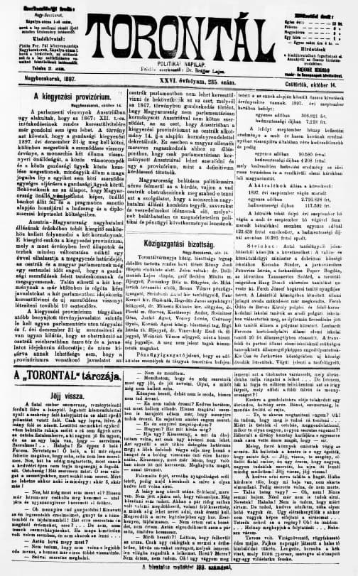 Torontál, 26. évf. 1897. október 14. 235. sz.