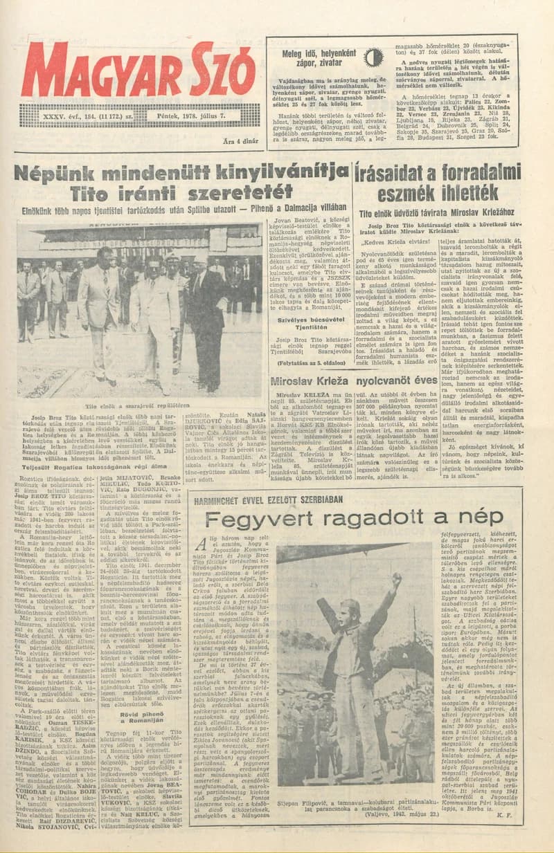 Magyar Szó, 35. évf. 1978. július 7. 184. sz. 1–24. oldal