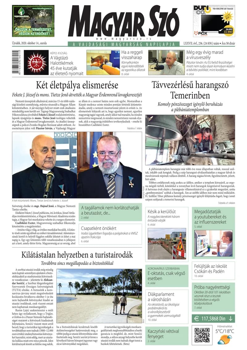 Magyar Szó, 77. évf. 2020. október 14. 236. sz. 1–16. oldal