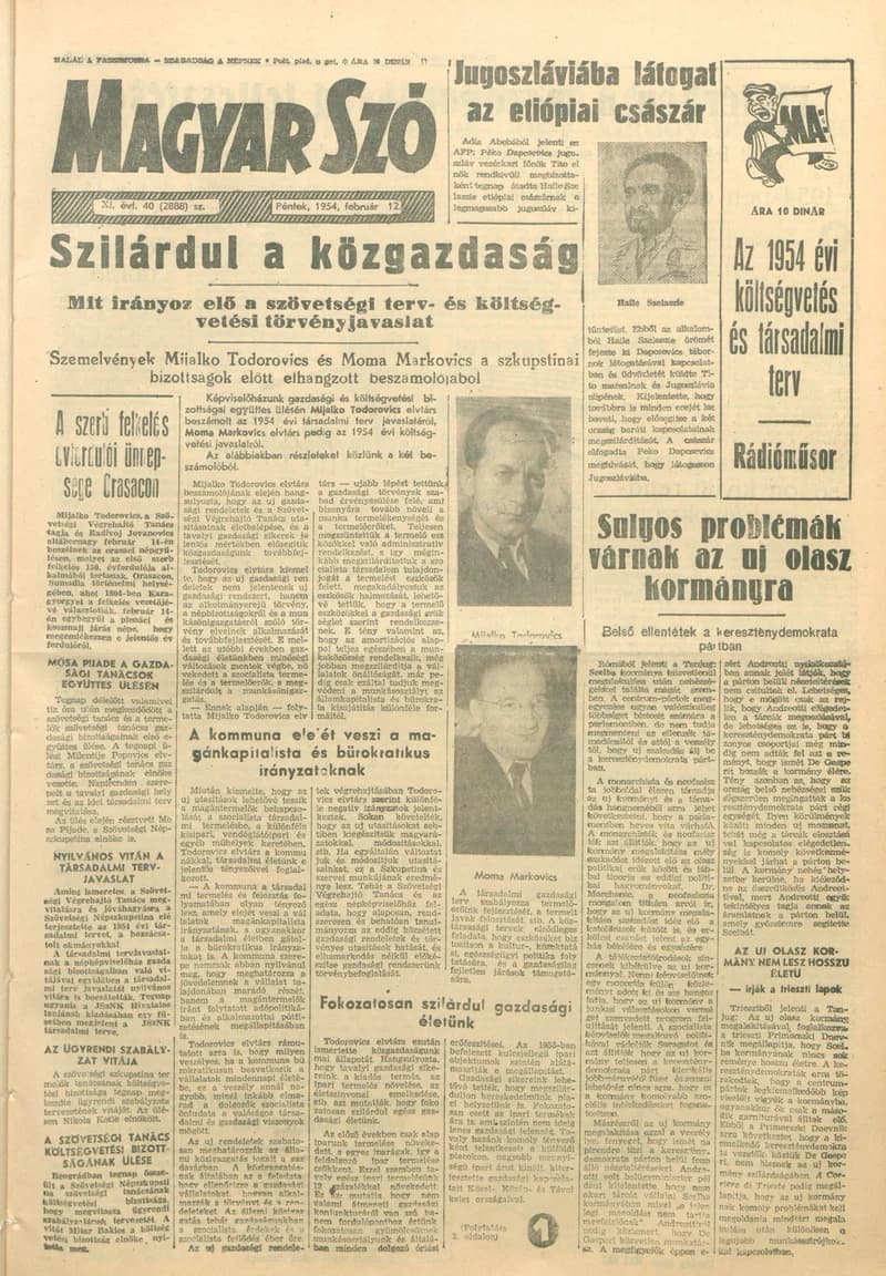 Magyar Szó, 11. évf. 1954. február 12. 40. sz. 1–6. oldal