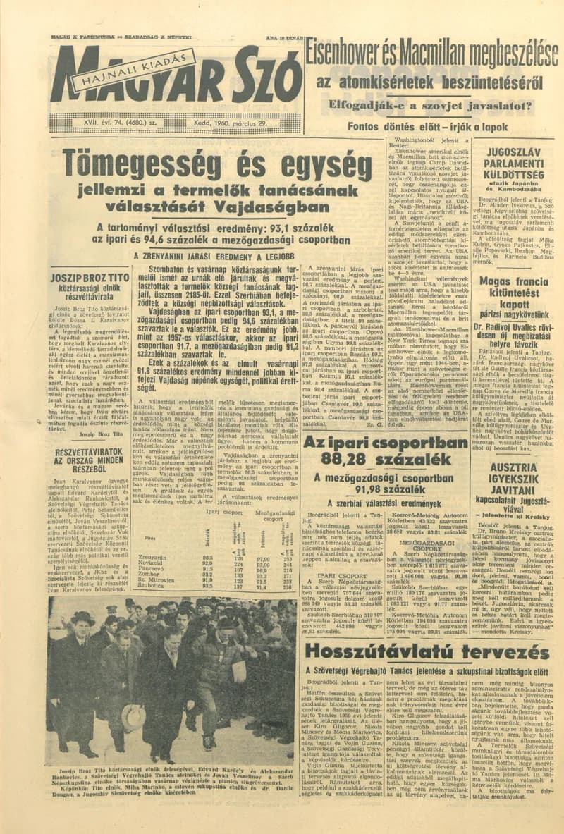 Magyar Szó, 17. évf. 1960. március 29. 74. sz. 1–20. oldal