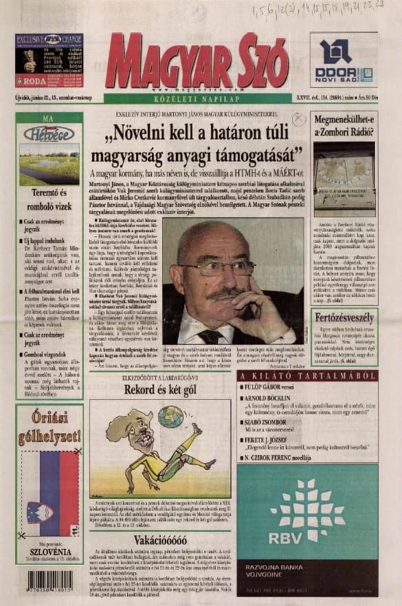 Magyar Szó, 67. évf. 2010. június 12. – 13. 134. sz. 1–36. oldal