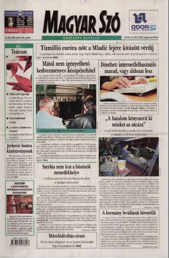 Magyar Szó, 67. évf. 2010. október 29. 253. sz. 1–20. oldal