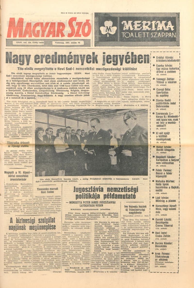 Magyar Szó, 24. évf. 1967. május 14. 129. sz. 1–24. oldal