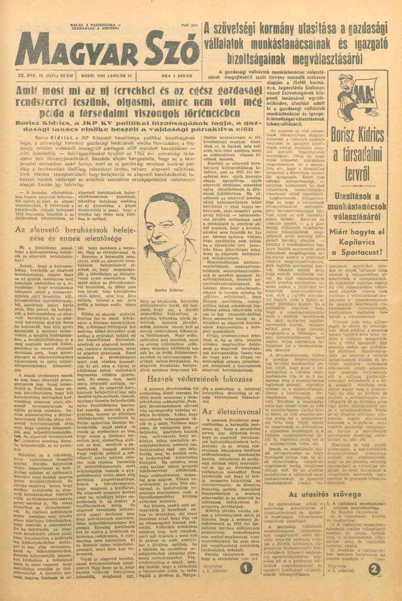 Magyar Szó, 9. évf. 1952. január 22. 19. sz. 1–4. oldal