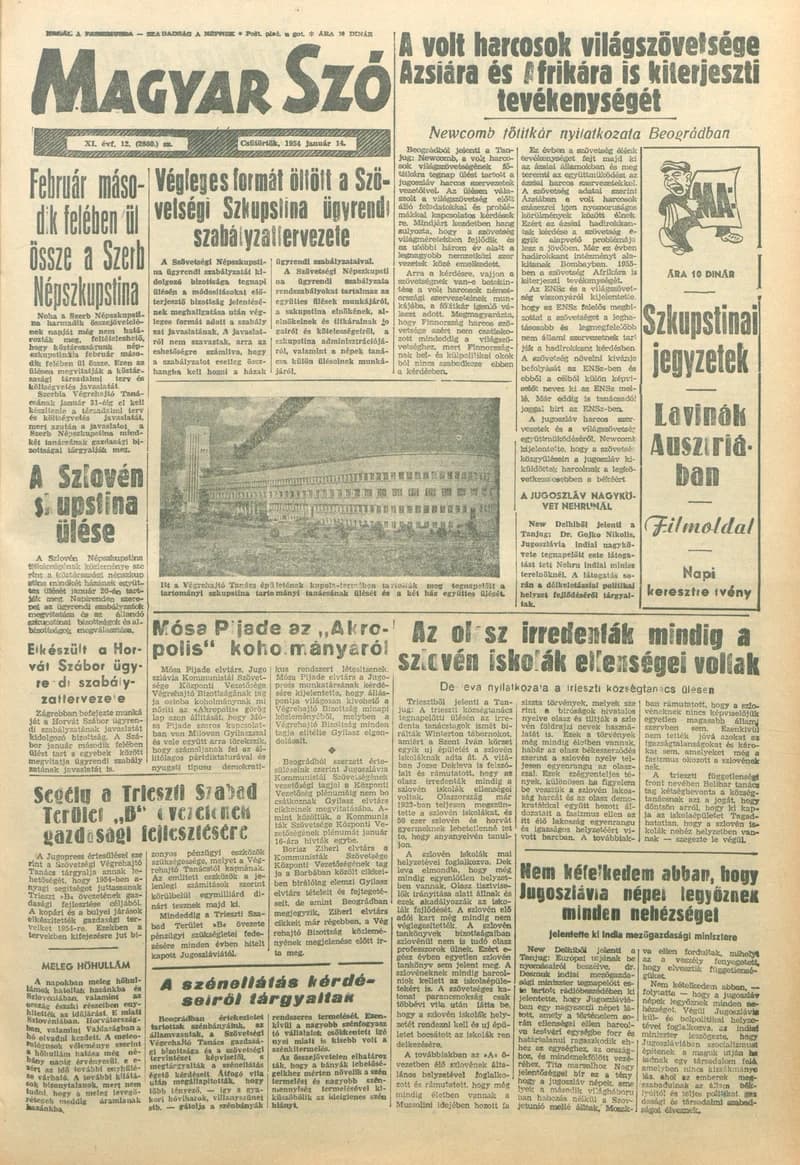 Magyar Szó, 11. évf. 1954. január 14. 12. sz. 1–12. oldal