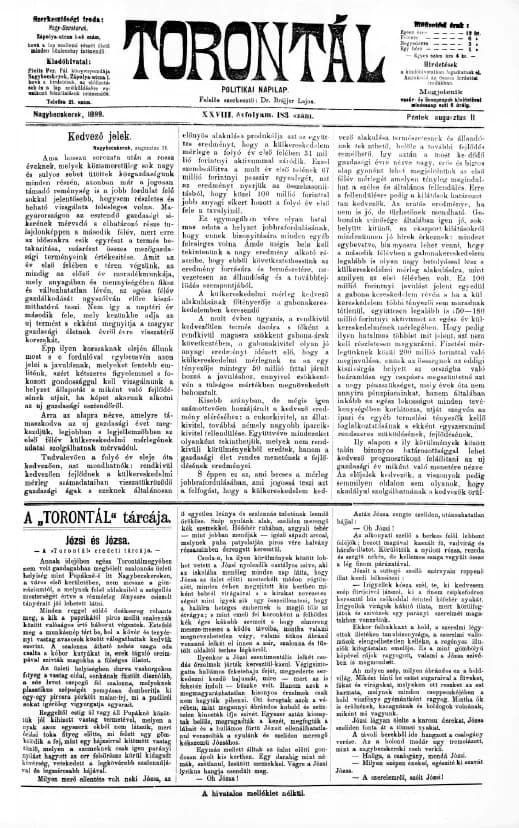 Torontál, 28. évf. 1899. augusztus 11. 183. sz.