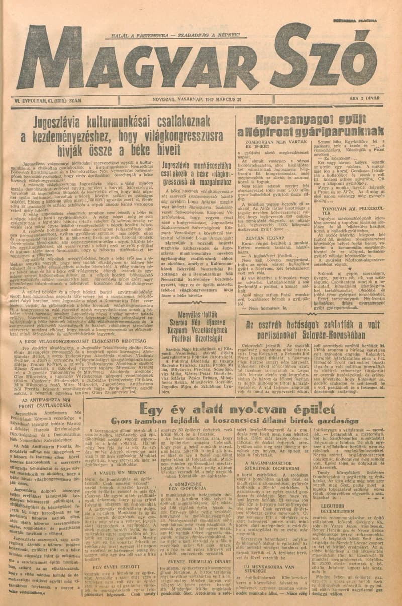 Magyar Szó, 6. évf. 1949. március 20. 67. sz. 1–4. oldal