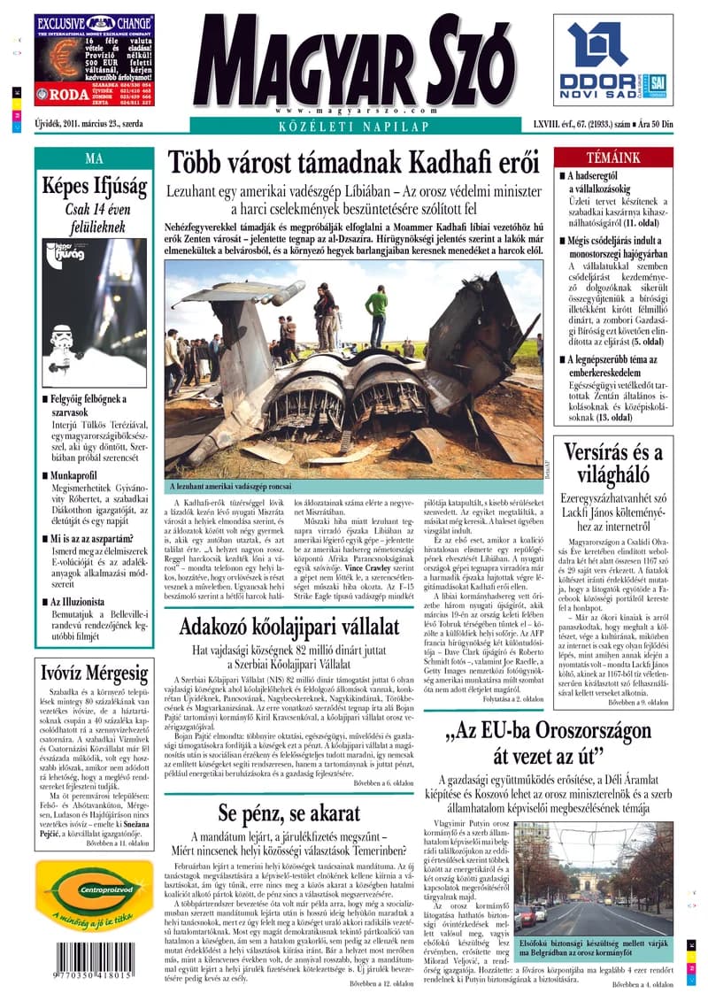 Magyar Szó, 68. évf. 2011. március 23. 67. sz. 1–20. oldal