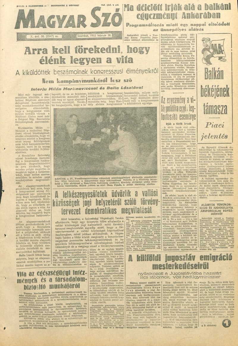 Magyar Szó, 10. évf. 1953. február 28. 58. sz. 1–10. oldal