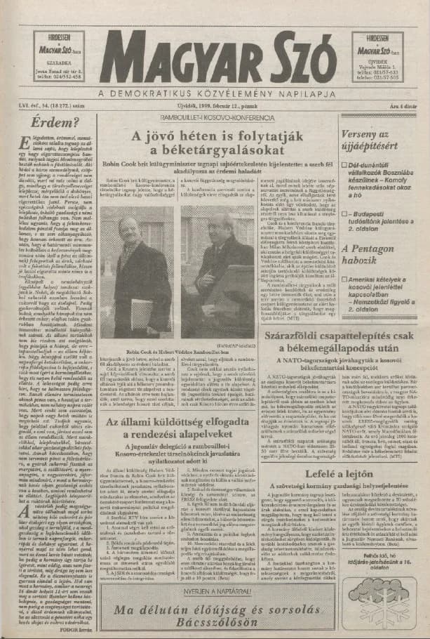 Magyar Szó, 56. évf. 1999. február 12. 34. sz. 1–16. oldal