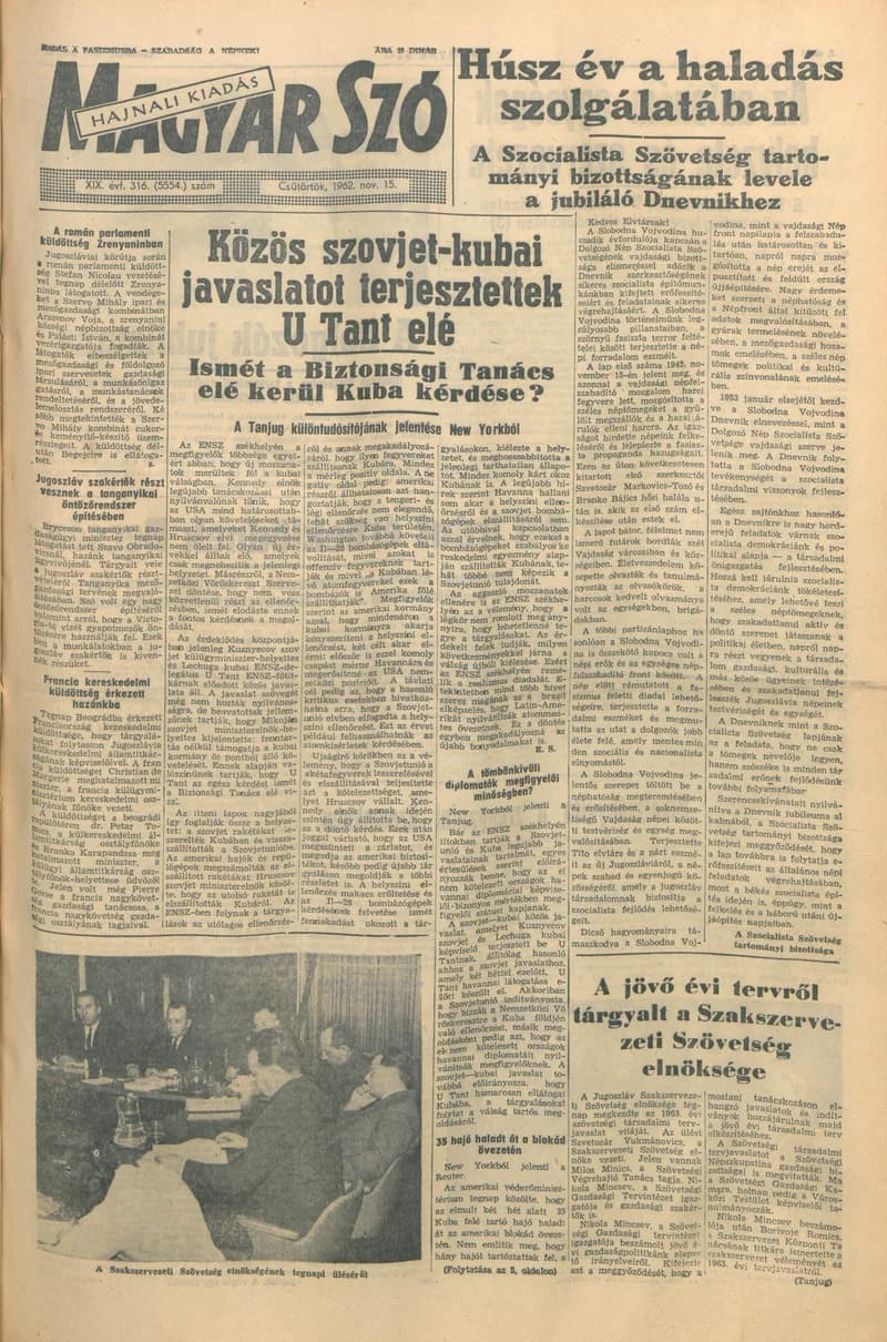 Magyar Szó, 19. évf. 1962. november 15. 316. sz. 1–14. oldal