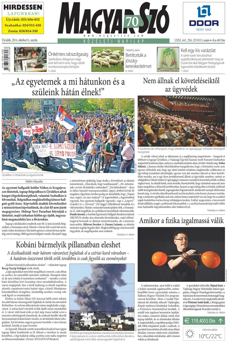 Magyar Szó, 71. évf. 2014. október 8. 234. sz. 1–16. oldal
