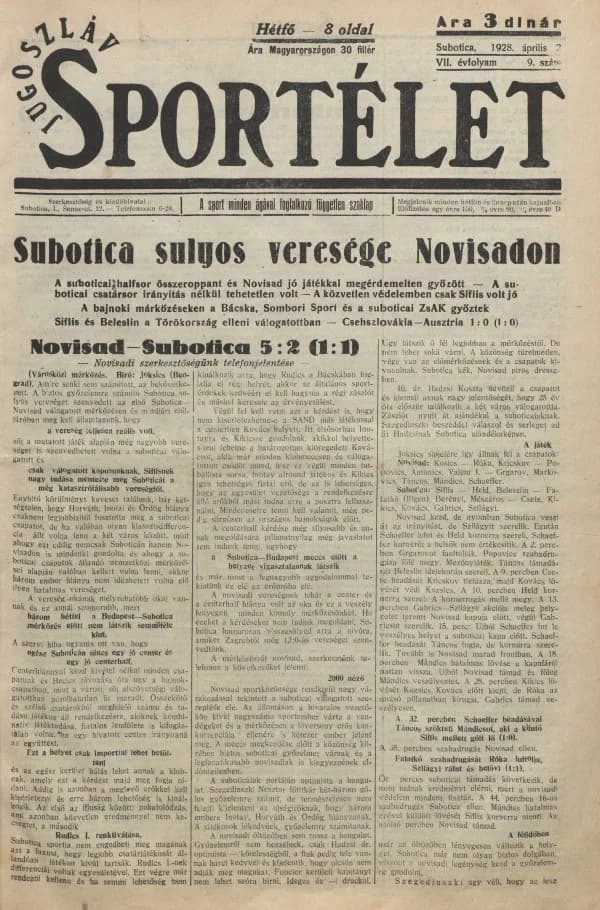 Jugoszláv sportélet, 7. évf. 1928. április 2. 9. sz.