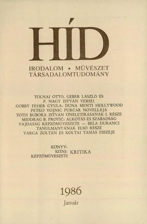 Híd, 50. évf. 1986. január. 1. sz. 1–152. oldal