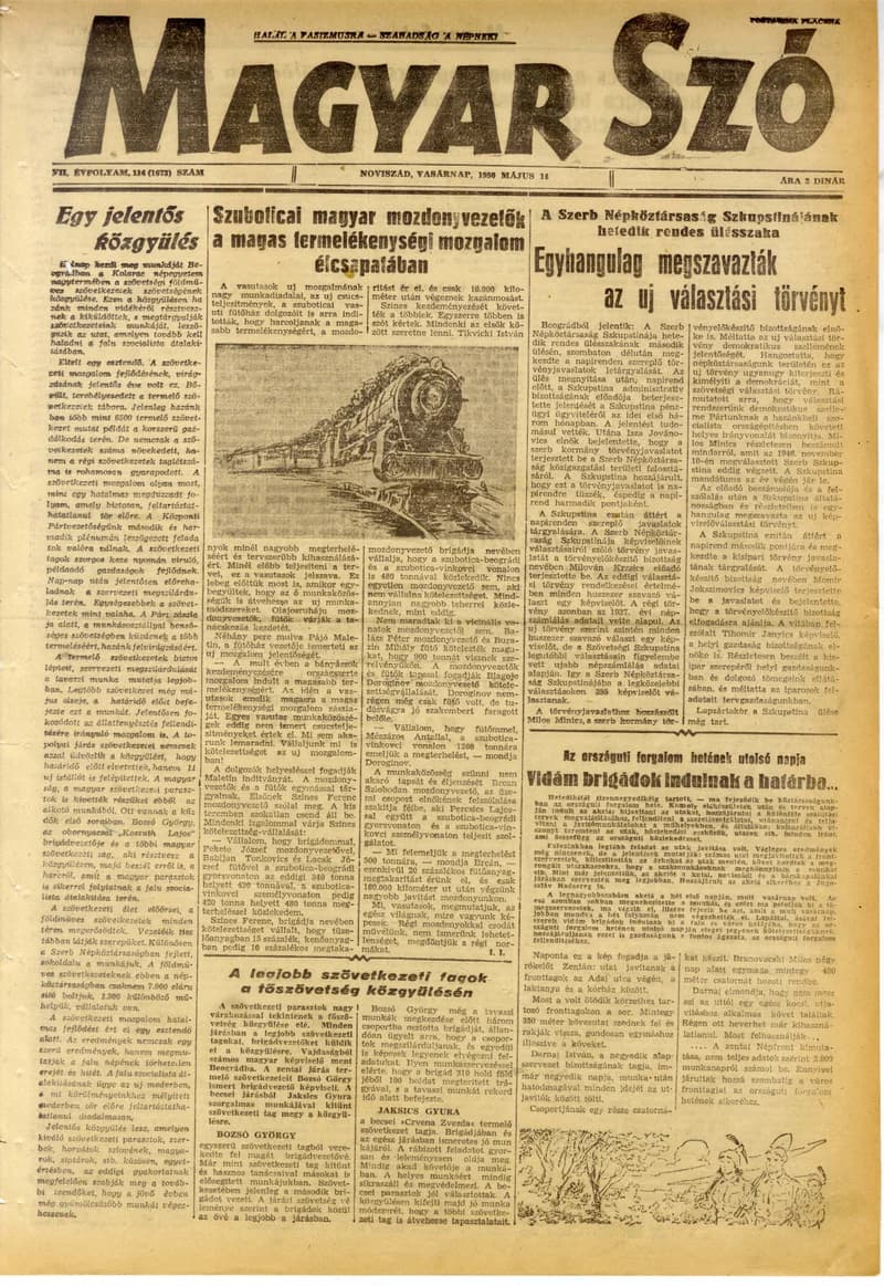 Magyar Szó, 7. évf. 1950. május 14. 114. sz. 1–4. oldal