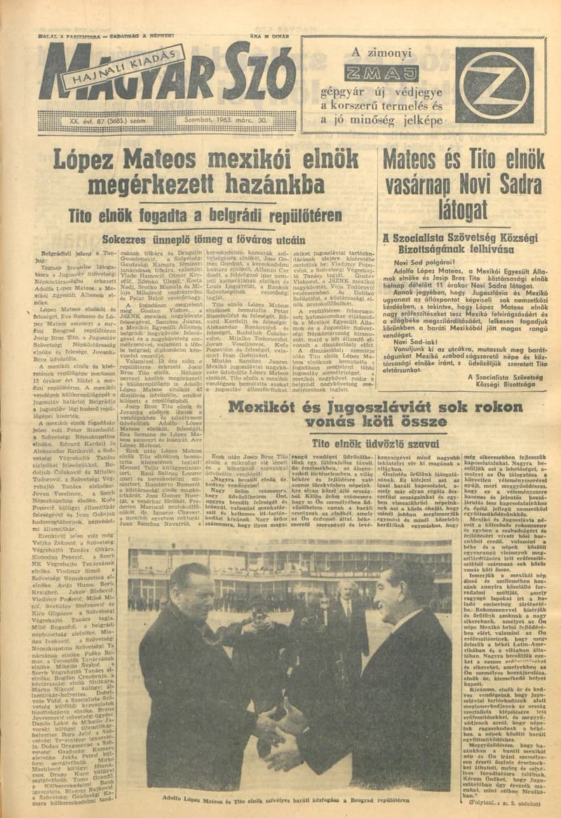 Magyar Szó, 20. évf. 1963. március 30. 87. sz. 1–12. oldal