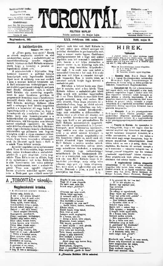 Torontál, 30. évf. 1901. május 13. 109. sz.