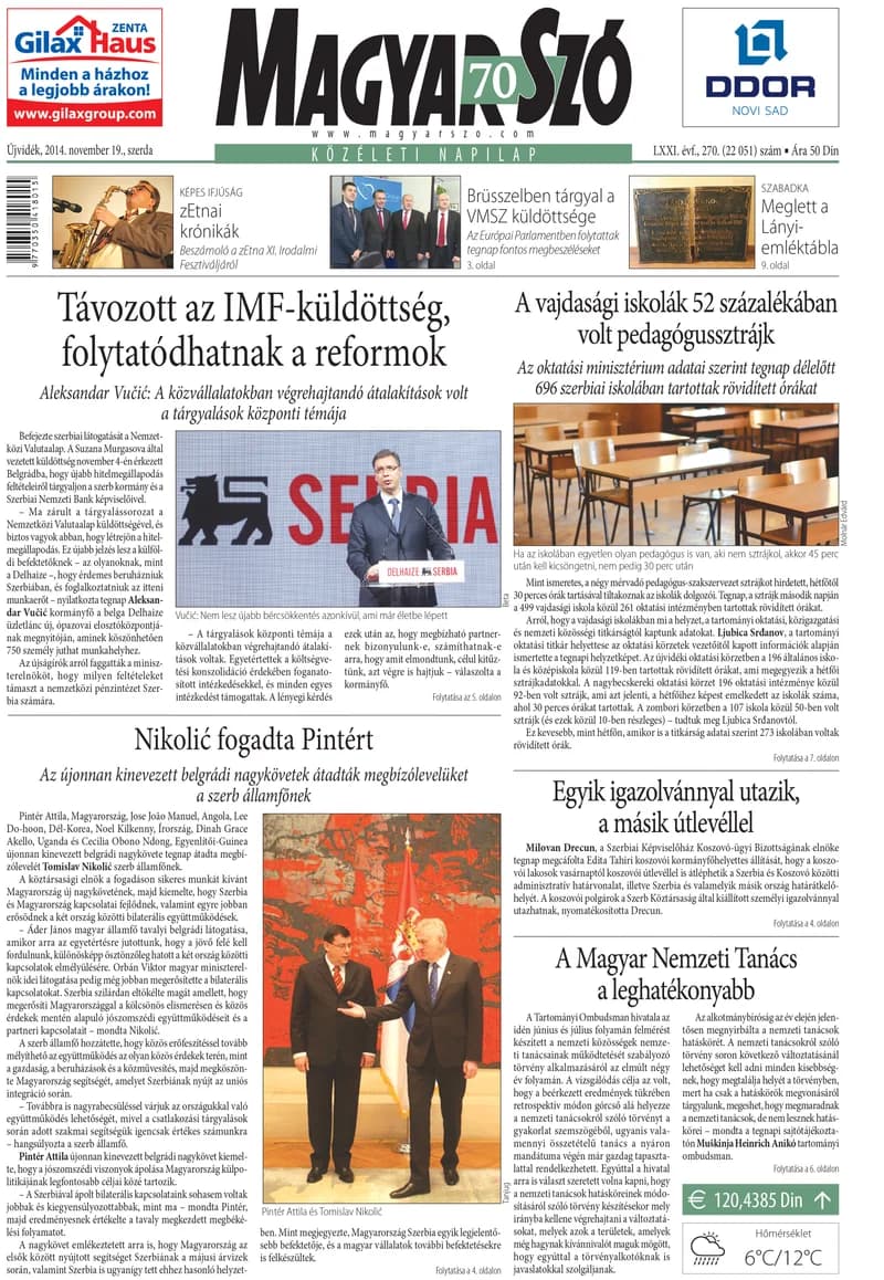 Magyar Szó, 71. évf. 2014. november 19. 270. sz. 1–16. oldal