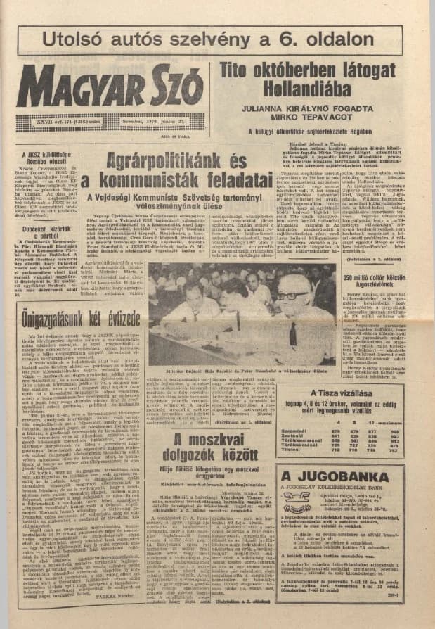 Magyar Szó, 27. évf. 1970. június 27. 174. sz. 1–16. oldal