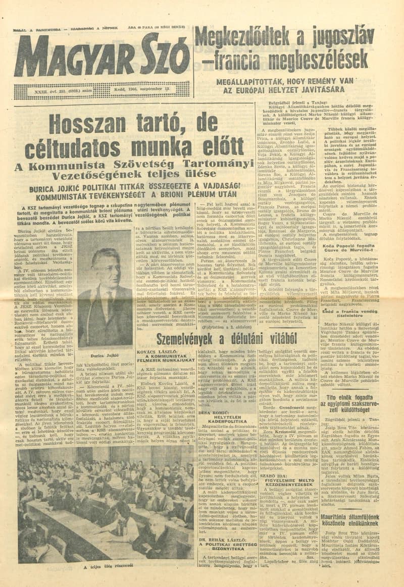 Magyar Szó, 23. évf. 1966. szeptember 13. 251. sz.