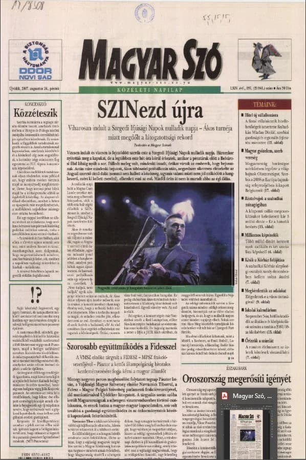 Magyar Szó, 64. évf. 2007. augusztus 24. 197. sz. 1–20. oldal